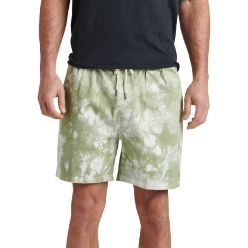 Junk Food Clothing Green & White Tie-Dye Festival Shorts in Color Sage
